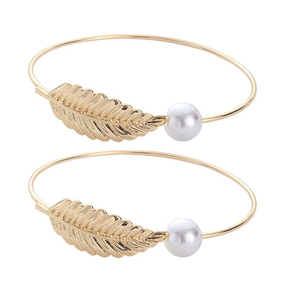 Elegant Pearl Leaf Curtain Tiebacks - Flexible Metal Clips