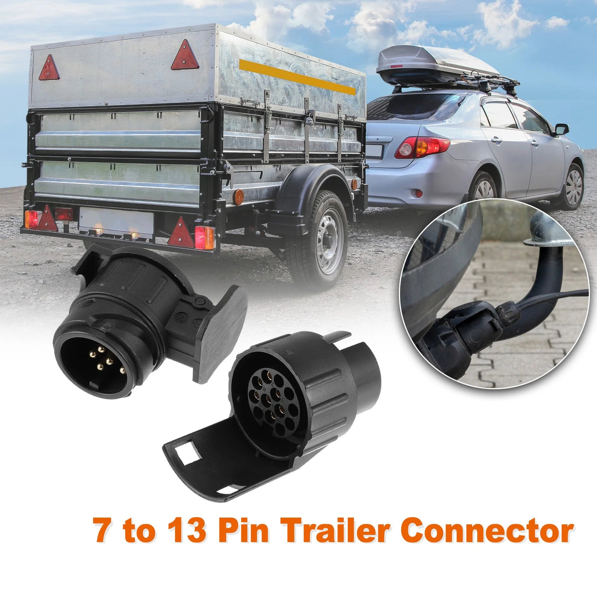 Trailer Connector Adapter Converter 13 Pin to 7 Pin Set for Universal (All Years)