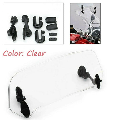 Windshield Clip-On Extension Spoiler for Motorcycle (Adjustable, Clear)