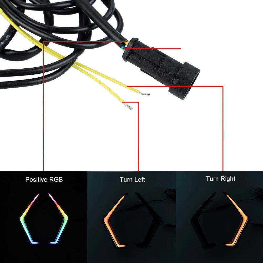 LED RGB Grille Lights Turn Signal Fang Accent for Polaris RZR XP 1000 Turbo (2019–2022)