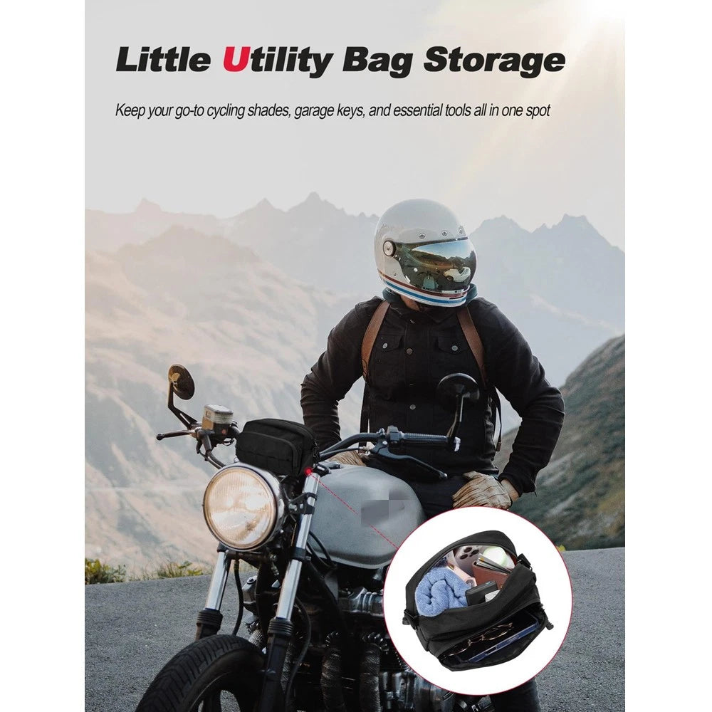Universal Motorcycle Handlebar Bag for Dirt Bikes/Bicycles (Black)