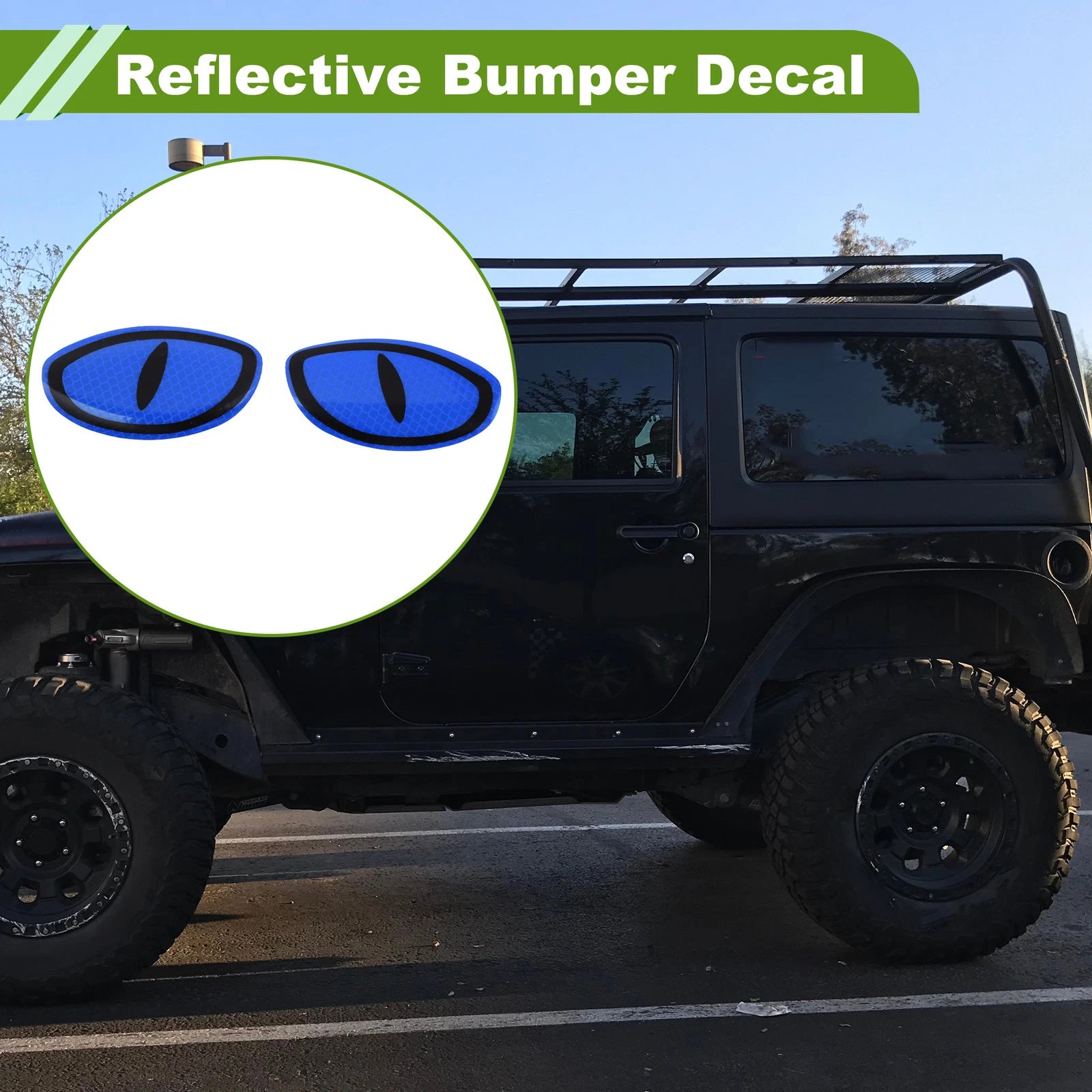 Reflective Bumper Decal for Universal Fit (Fluorescent Blue, Devil's Eye)