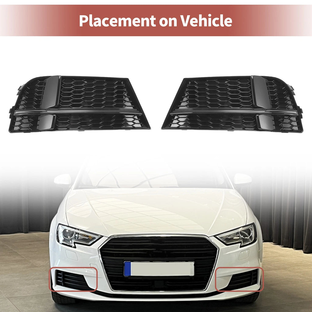Front Fog Light Grill Pair Replacement for Audi A3 (2013–2020)