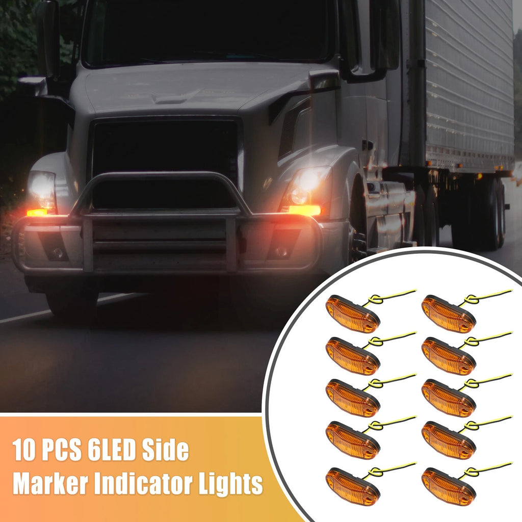 10PCS Amber LED Side Trailer Marker Lights 12V-24V for All Trailers (2000–2024)