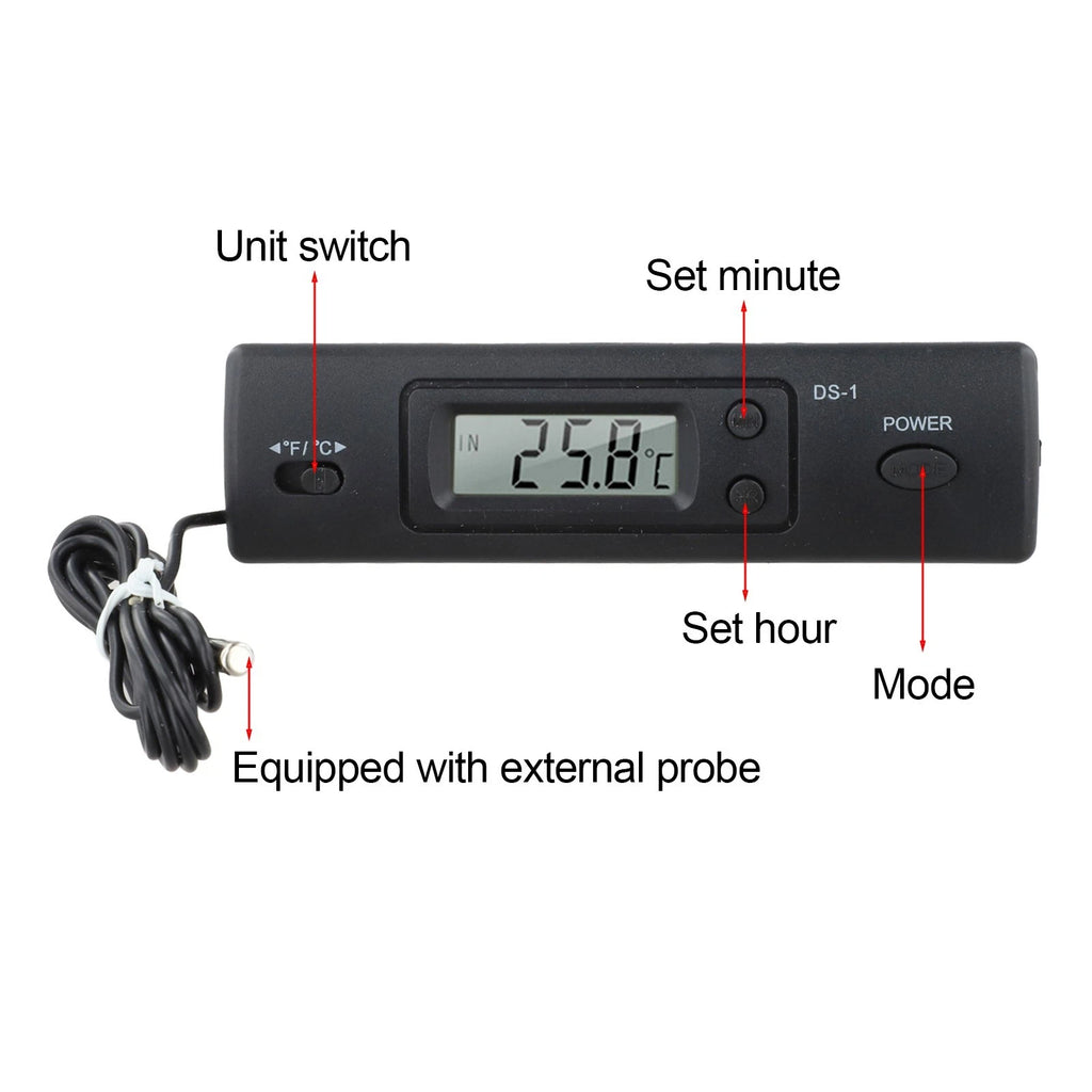 Digital Car Thermometer with Clock Function for Universal Fit