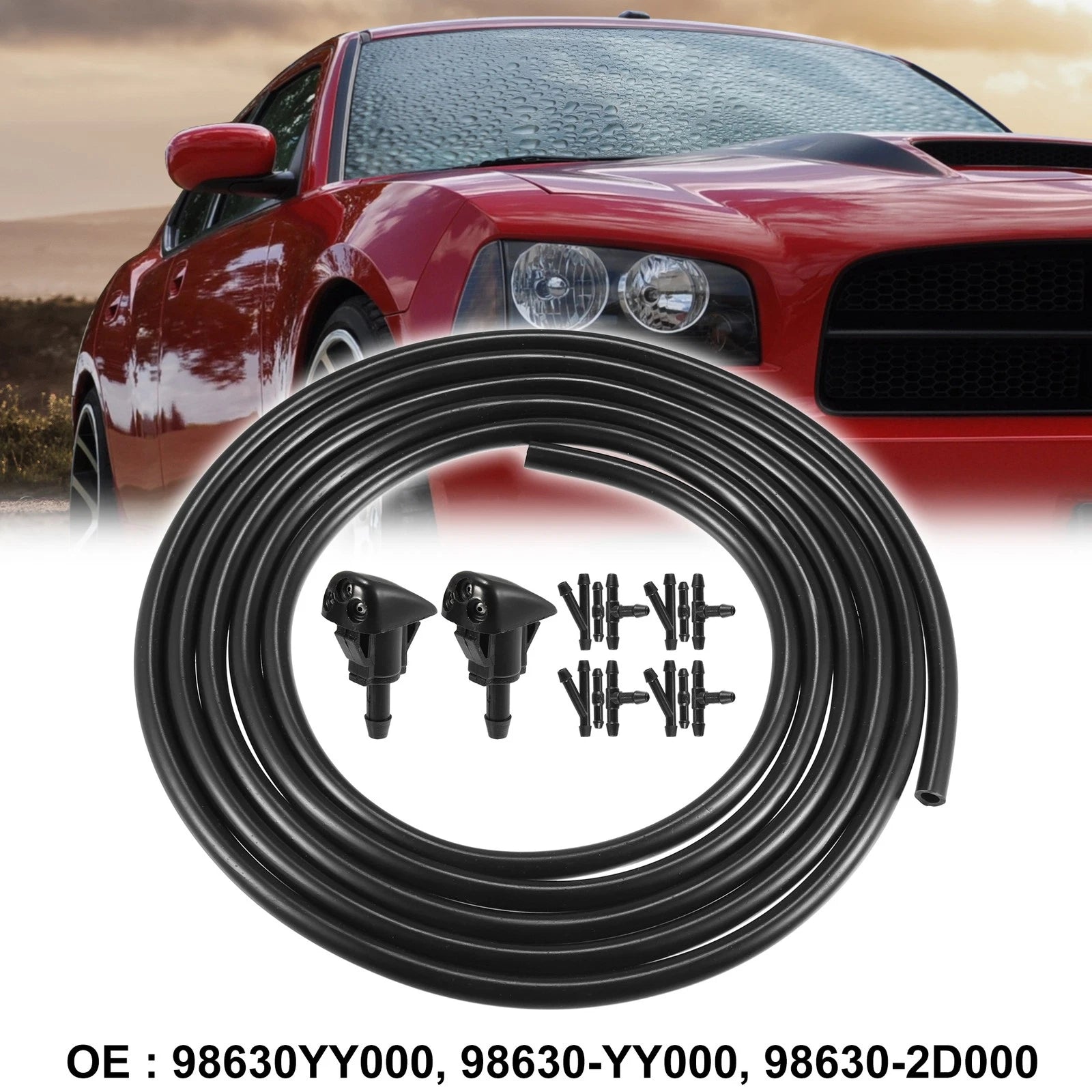 Windshield Washer Nozzle Hose Kit 2 Pack for Hyundai Kia (2000–2015)