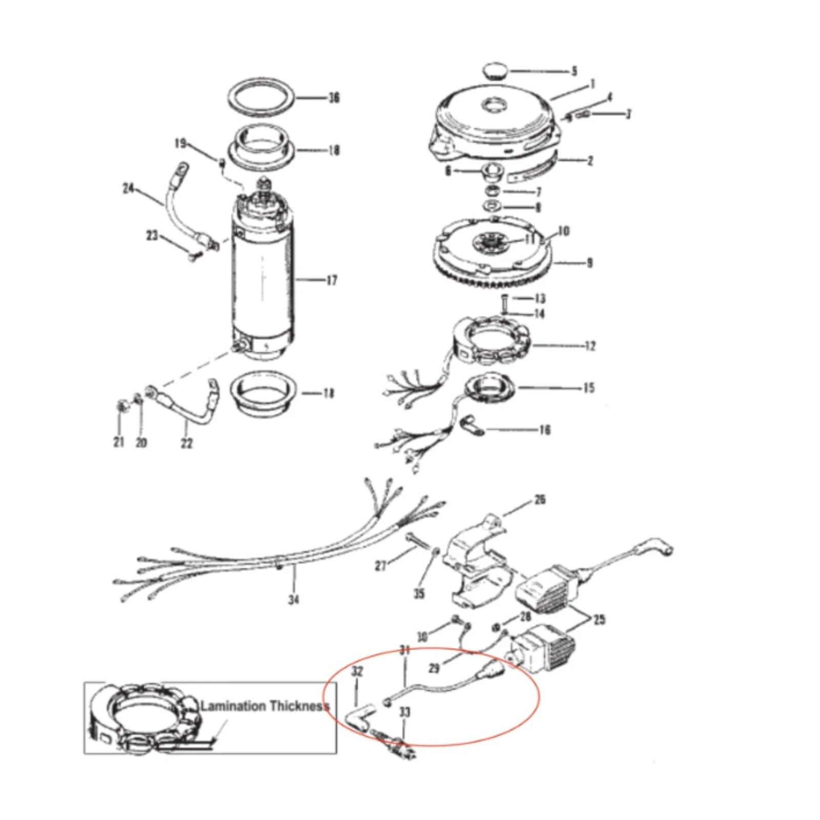Spark Plug Wire for Mercury 150-175-200HP (9" 813715A1 90816A25 93475A25)