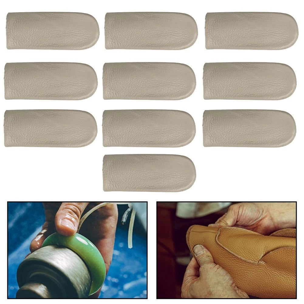 10pcs Cowhide Finger Cots for Manual Work Safety