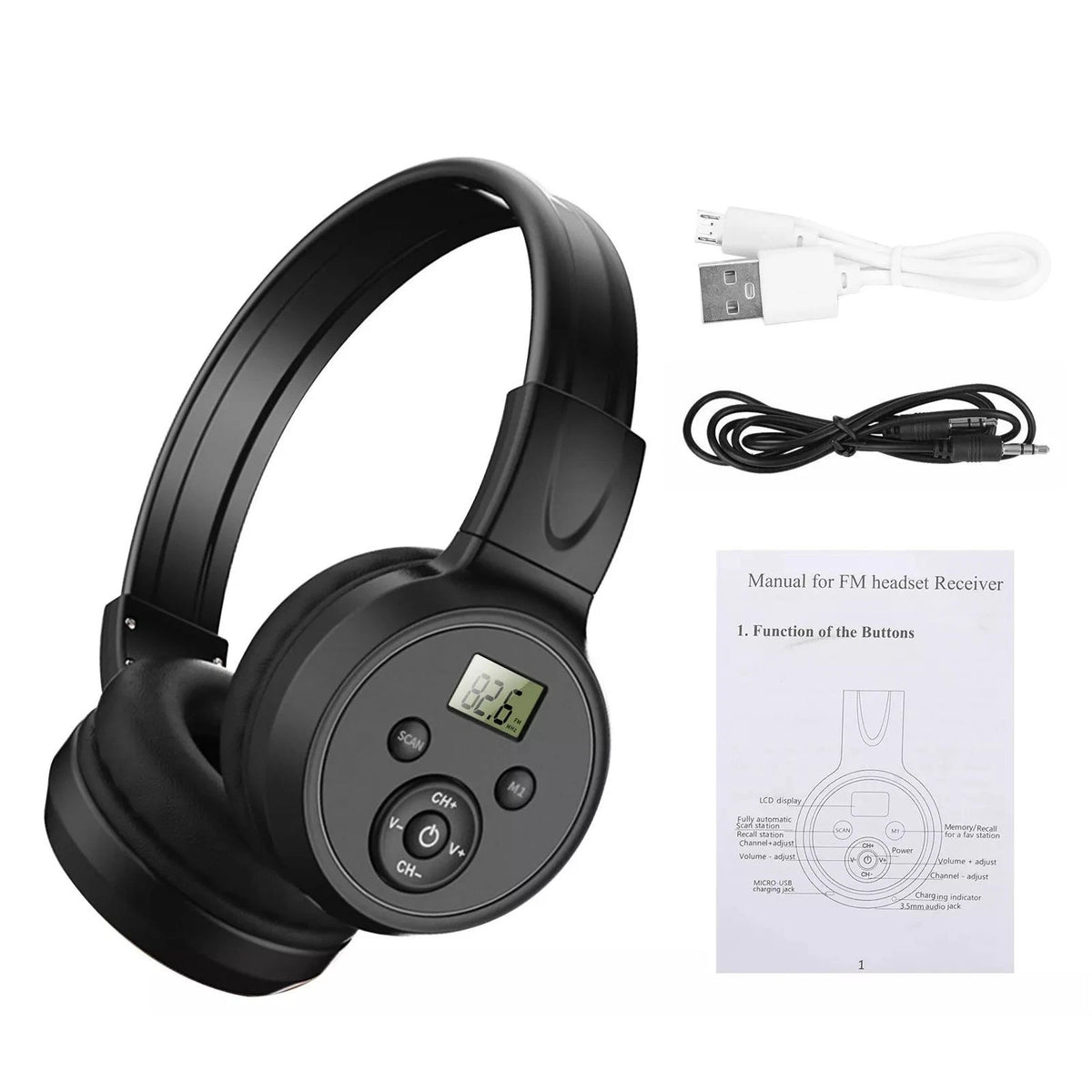 FM Digital Radio Receiver Headphone for Automatic Search and Store