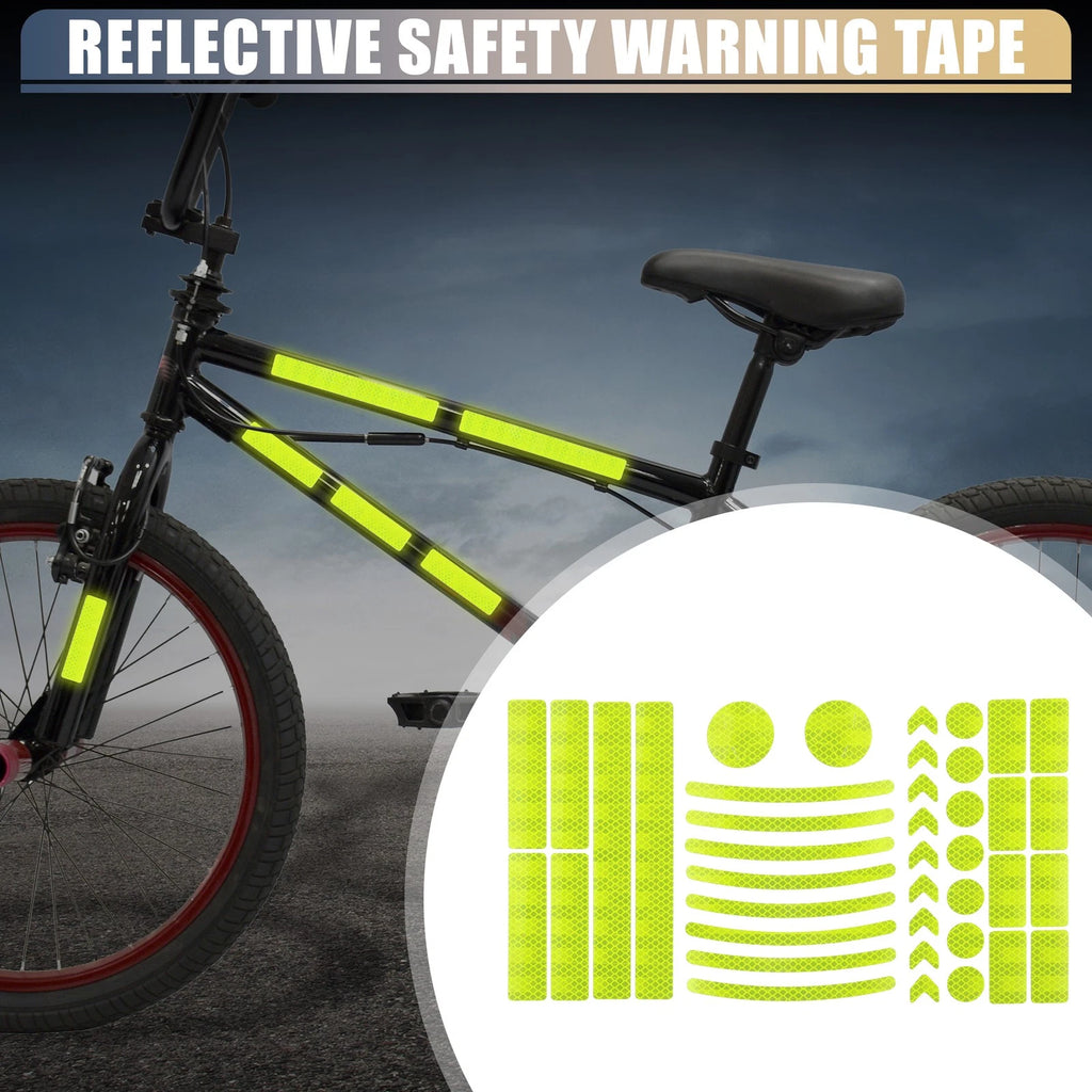 Reflective Safety Warning Tape Set for Motorcycle Bike (Yellow) (42 Pack)