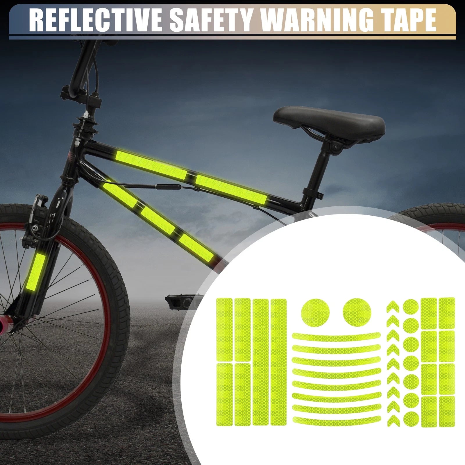 Reflective Safety Warning Tape Set for Motorcycle Bike (Yellow) (42 Pack)