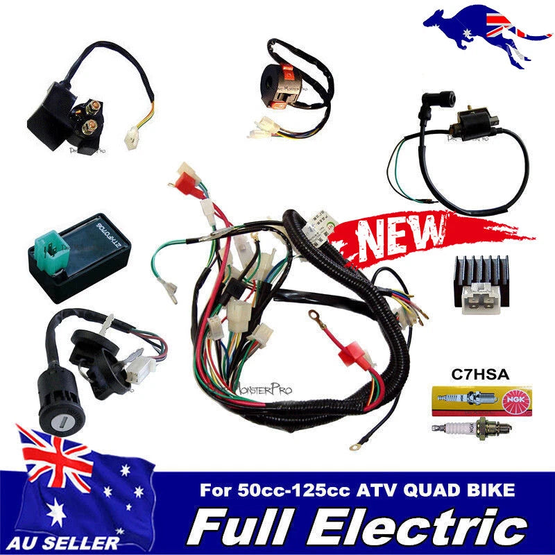 Wiring Loom CDI Solenoid for 50cc 70cc 110cc ATV Quad Buggy