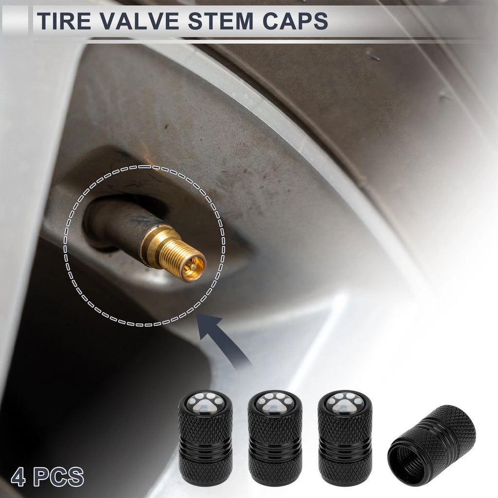 Tire Valve Stem Caps Replacement for Bicycle Motorbike 4 Pcs (Black)