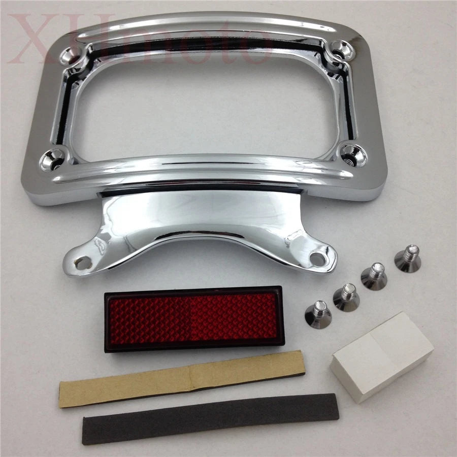 Chrome Laydown Curved License Plate Bracket for Harley Street Glide/Road Glide (2014–2023)