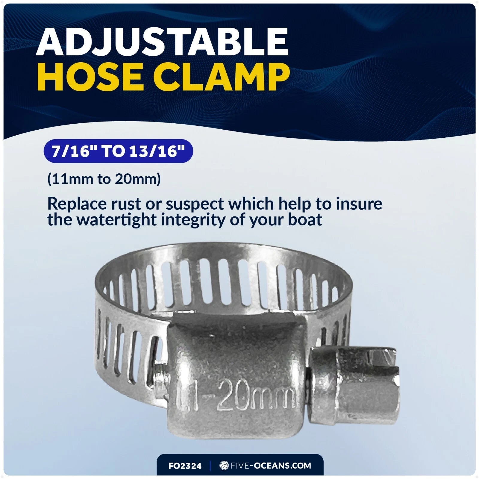 50-Pack Adjustable Hose Clamp for (11-20mm) FO2324-M50