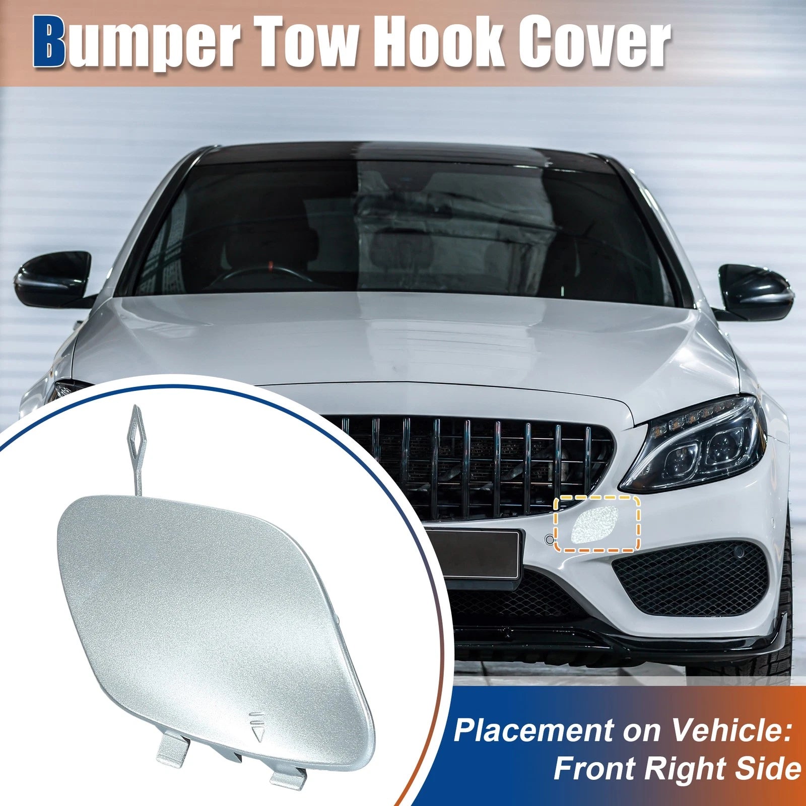 Front Tow Hook Cover Replacement for Mercedes-Benz A205 Diamond Silver (2017–2020)