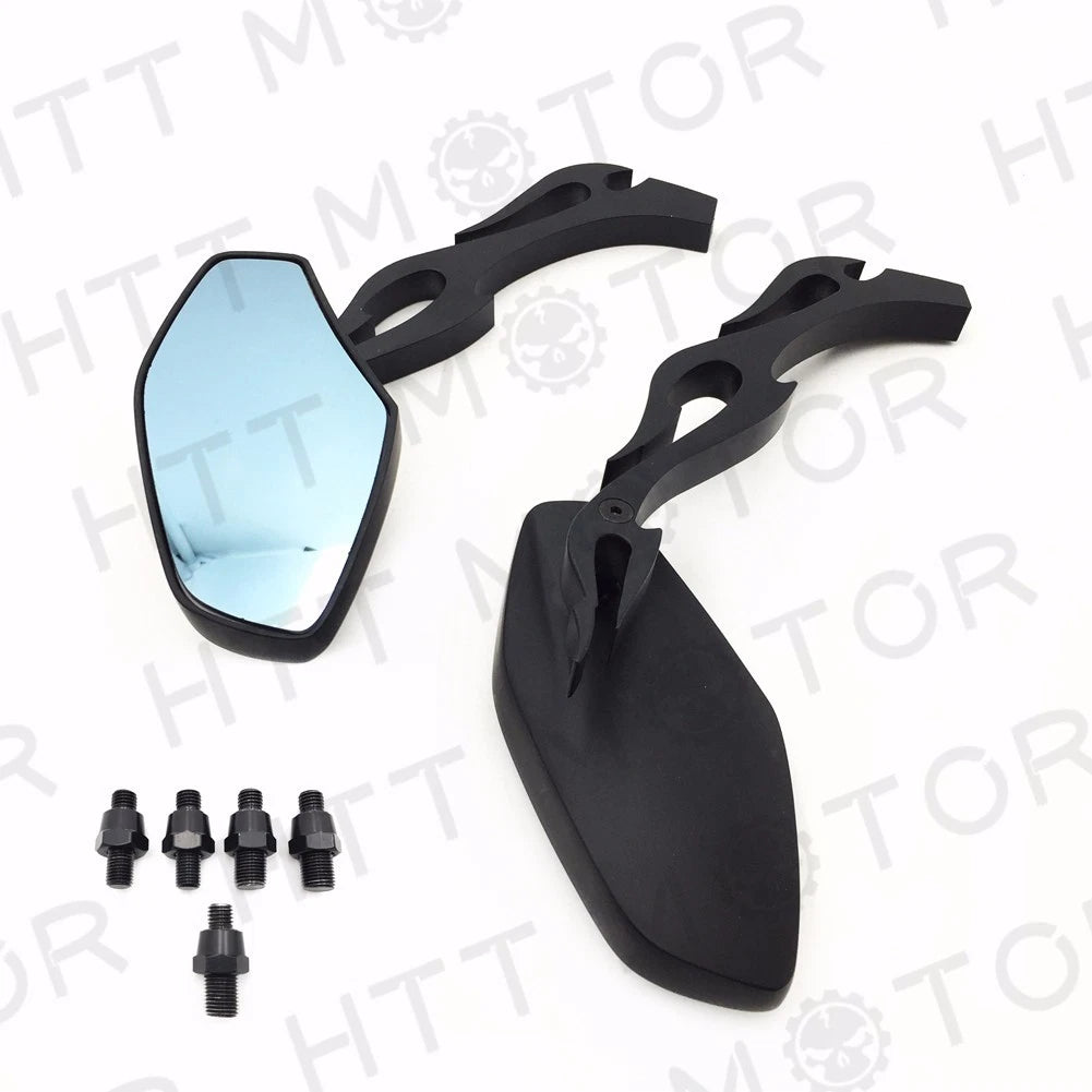 Black Rearview Mirrors for Honda Suzuki Chopper Bobber Cruiser (8-10mm)