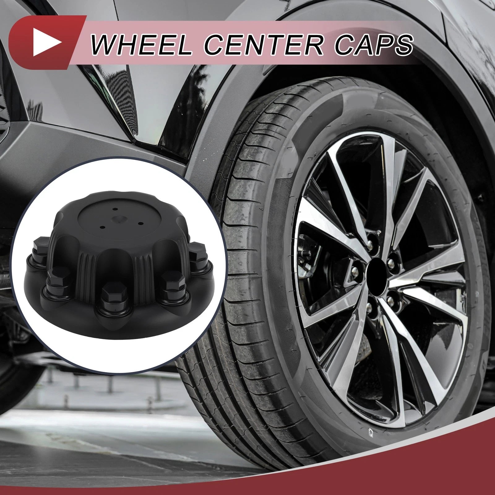 Wheel Center Caps for Chevrolet Silverado 2500 3500 Matte Black Plastic (1)