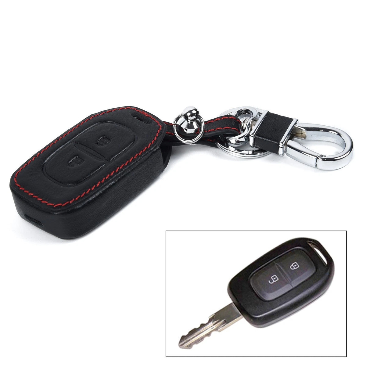 2-Button Car Key Leather Protector Case Shell For Renault Duster for dacia 16 17