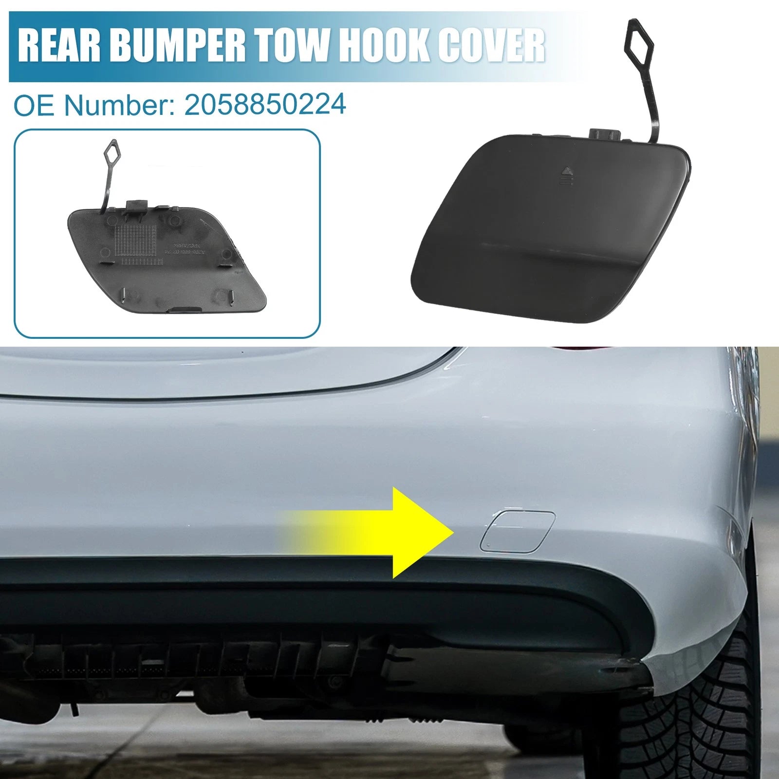 Rear Tow Hook Cover Replacement for Mercedes-Benz C300 C400 (2015–2019)