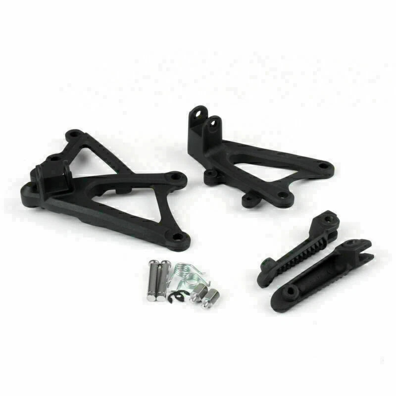 Set of 2 Front Rider Footrest Pegs Brackets for Yamaha YZF R1 (2009–2011) Black T9