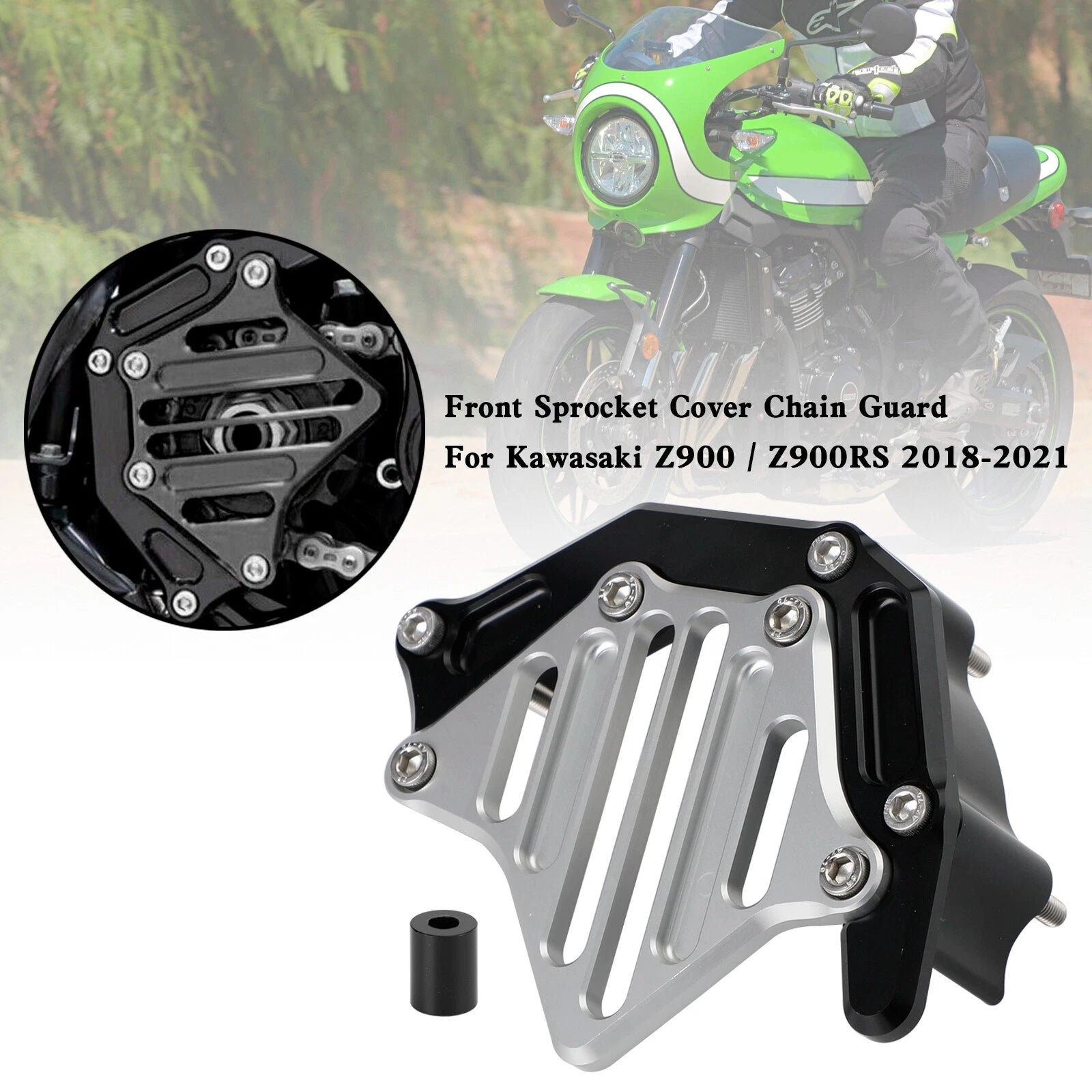 Front Sprocket Cover Chain Guard for Kawasaki Z900 Z900RS (2018–2021) Silver T9