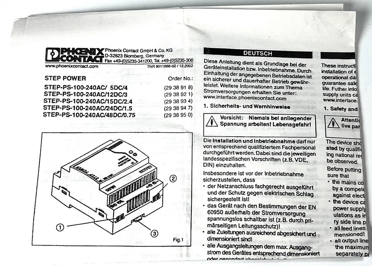 STEP Power Supply for Phoenix Contact STEP-PS-100-240AC/12DC/3 (OEM)