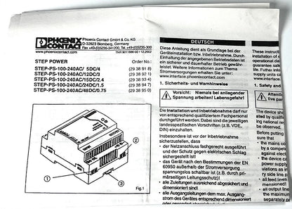 STEP Power Supply for Phoenix Contact STEP-PS-100-240AC/12DC/3 (OEM)