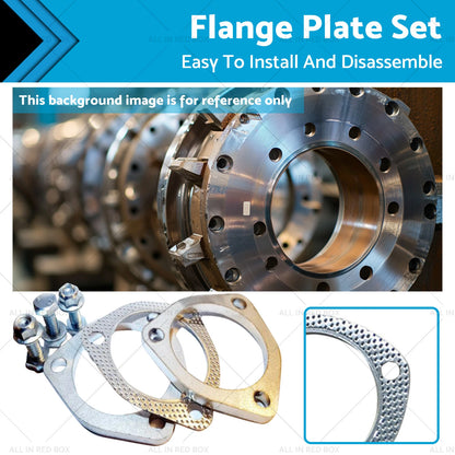 Exhaust Flange Plate Gasket 3" 76mm 3 Bolt Stainless Steel Universal Kit