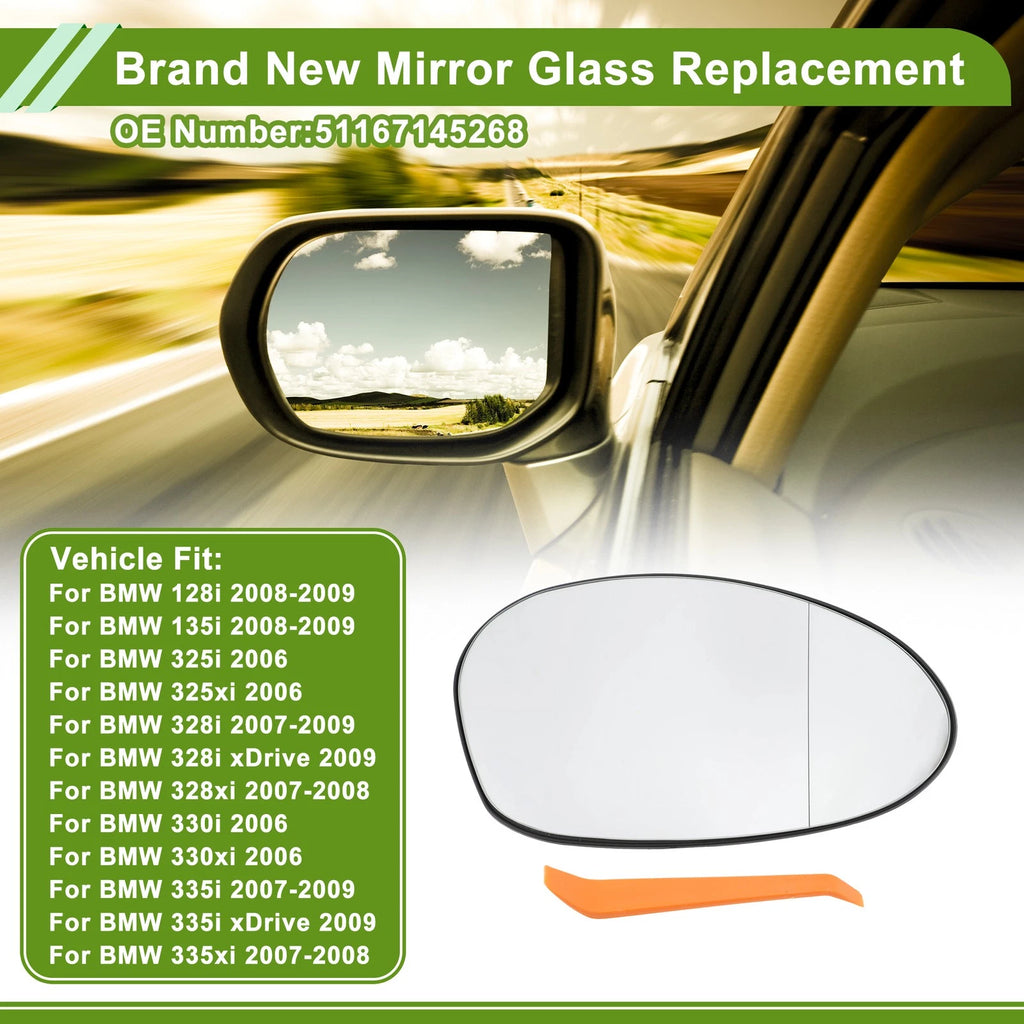 Mirror Glass Replacement for BMW 128i (2008–2009) Aspherical No. 51167145268