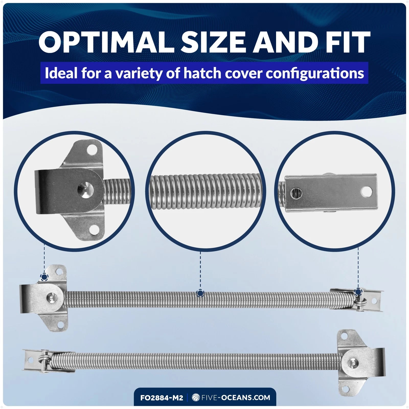 2X Hatch Lid Support Spring Holder for Five Oceans (8-Inch, Stainless Steel)