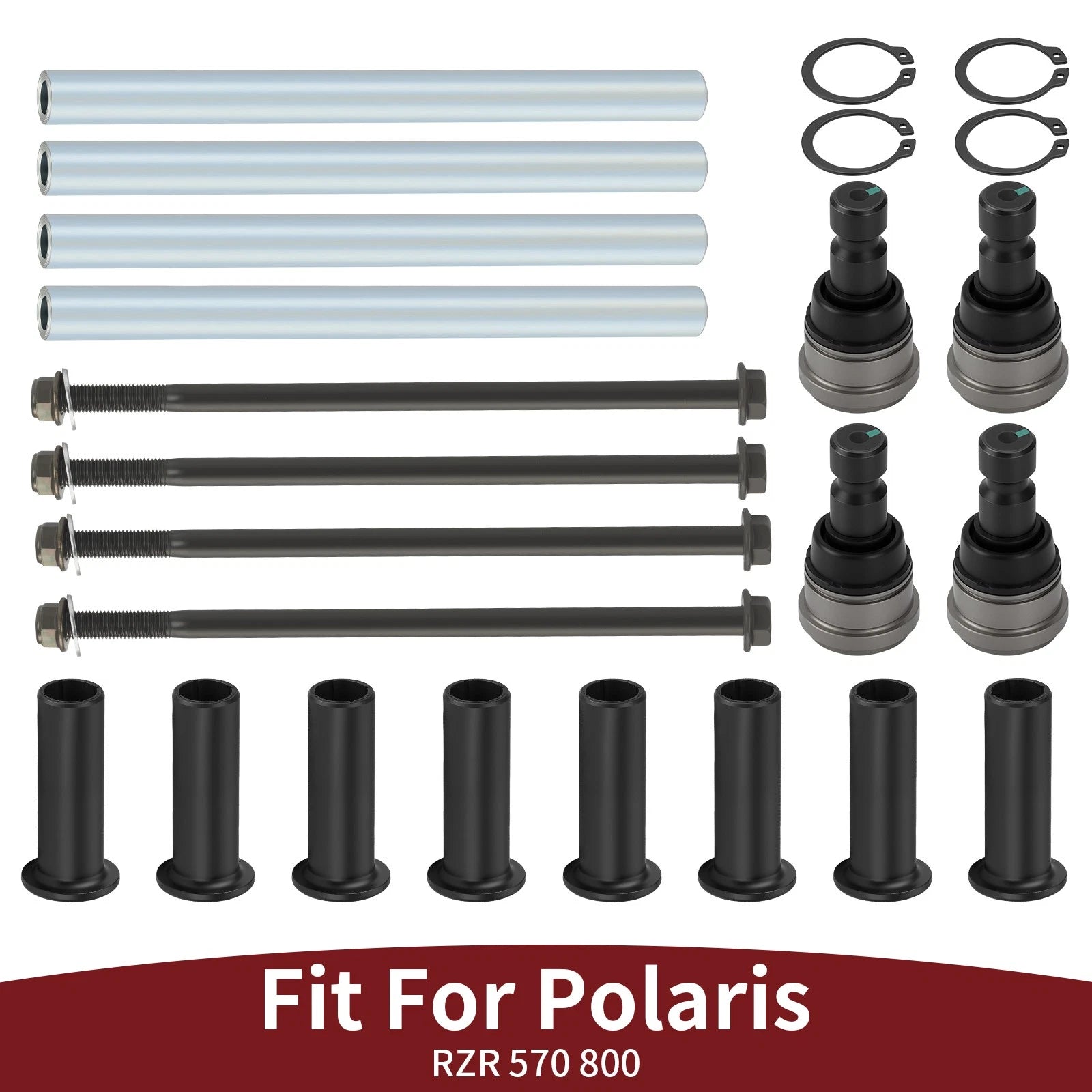 Front Upper A Arm Bushing Pivot Shaft + Ball Joint for Polaris RZR 570 (2012–2022)