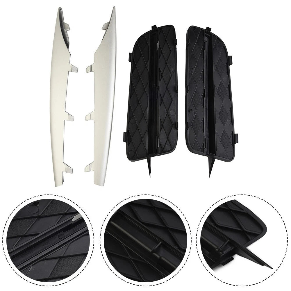 1 Pair Bumper Grille Cover for Car (ABS Plastic Chrome)