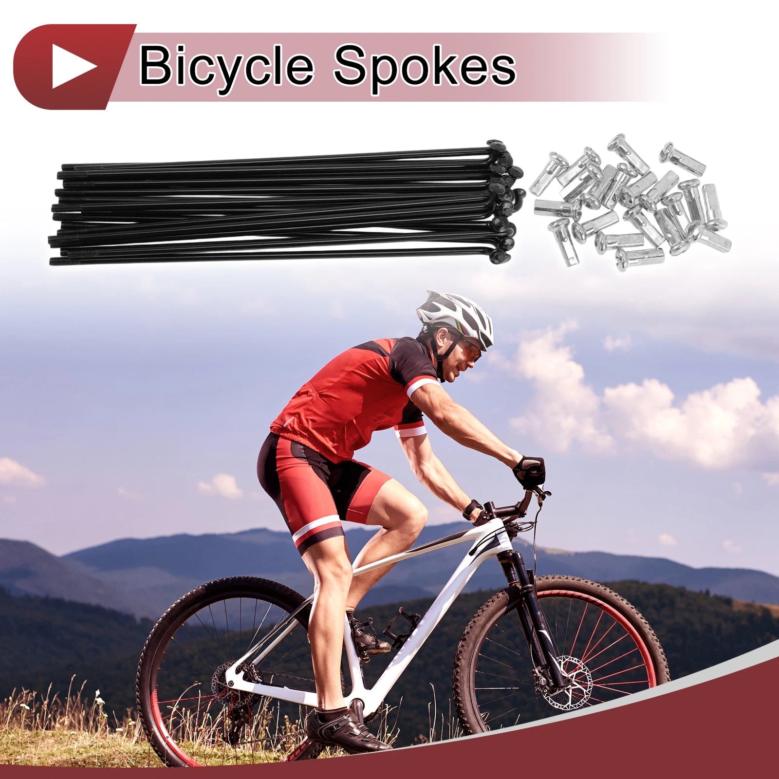 Bicycle Spokes 134 mm Carbon Steel Black Replacement Set for 12G (20)