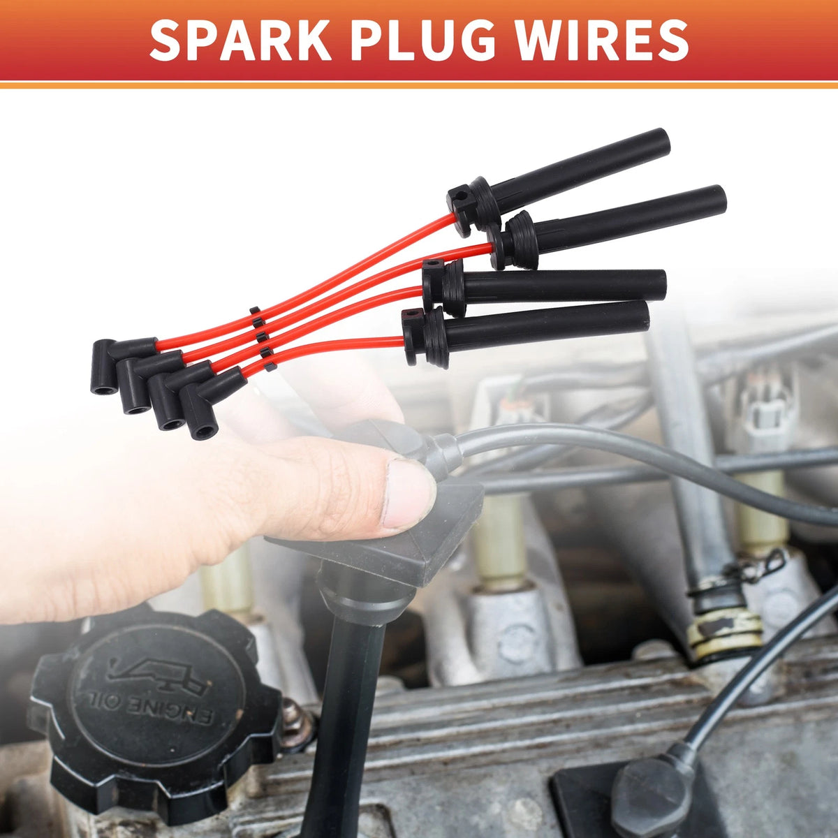 Set of 4 Spark Plug Wire Ignition Coil Cables for Mini Cooper (2002–2007)