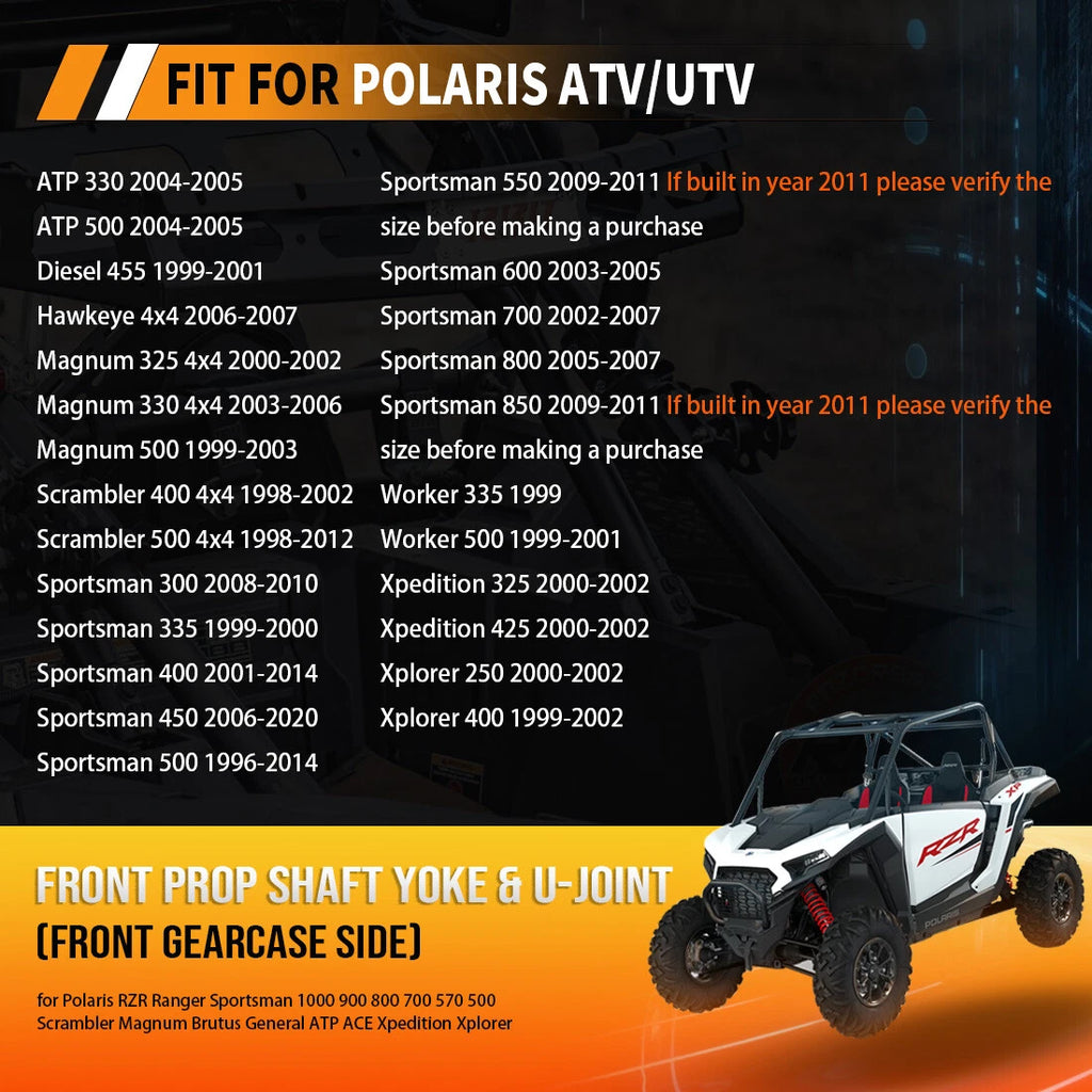 Front Prop Shaft Yoke & U-Joint Kit for Polaris Sportsman 450 HO (2006–2020)