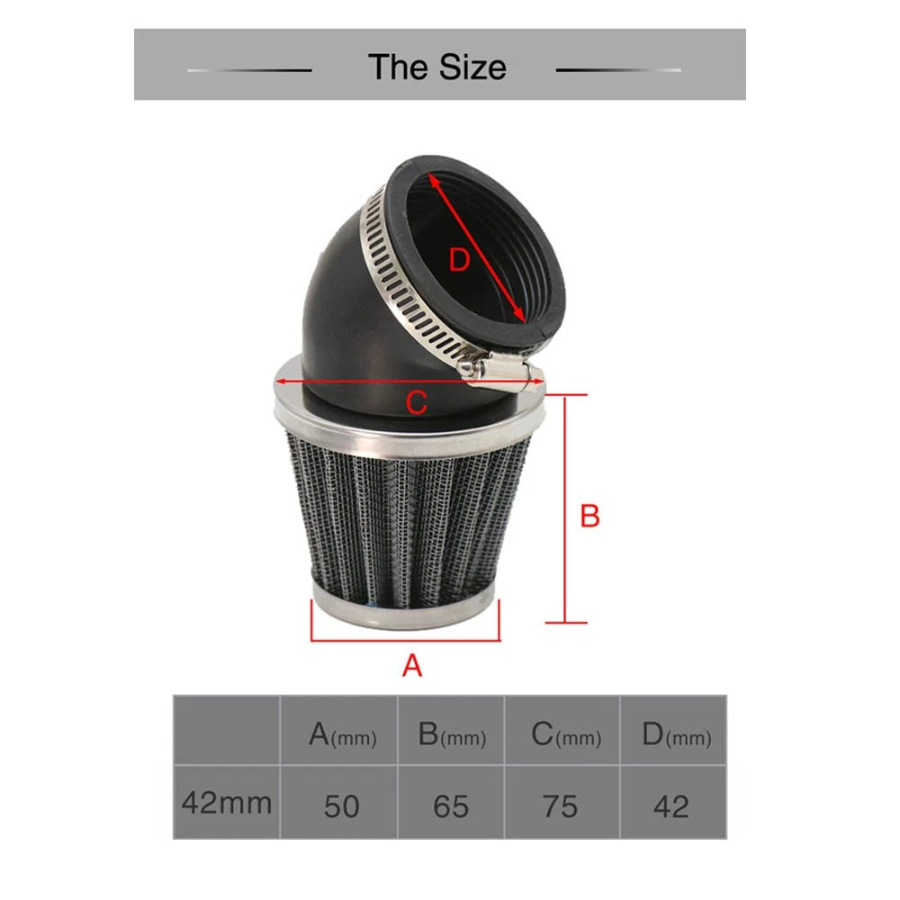 42mm Motorcycle Air Filter Bent Adapter for ATV Dirt Bike (40mm-44mm)