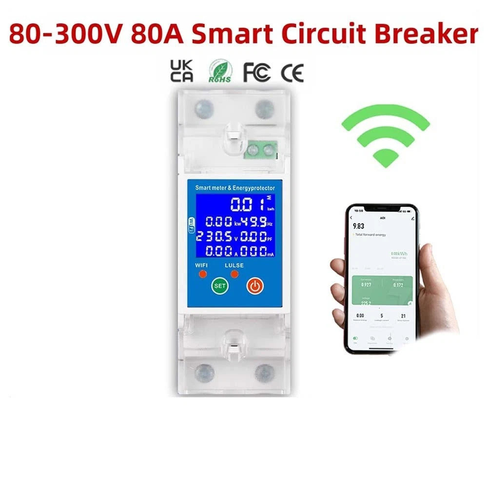 Smart Circuit Breaker 80A with Electricity Consumption Tracking