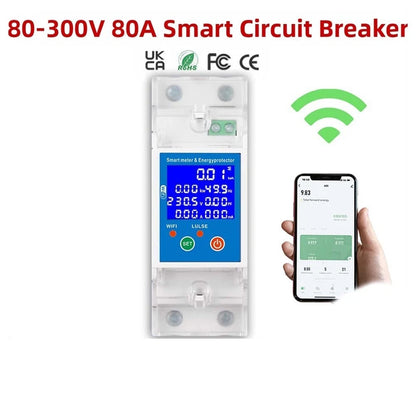 Smart Circuit Breaker 80A with Electricity Consumption Tracking