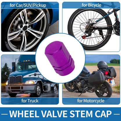 Tire Valve Stem Caps 10x16mm Replacement for Purple SUV Bike RV (4pcs)