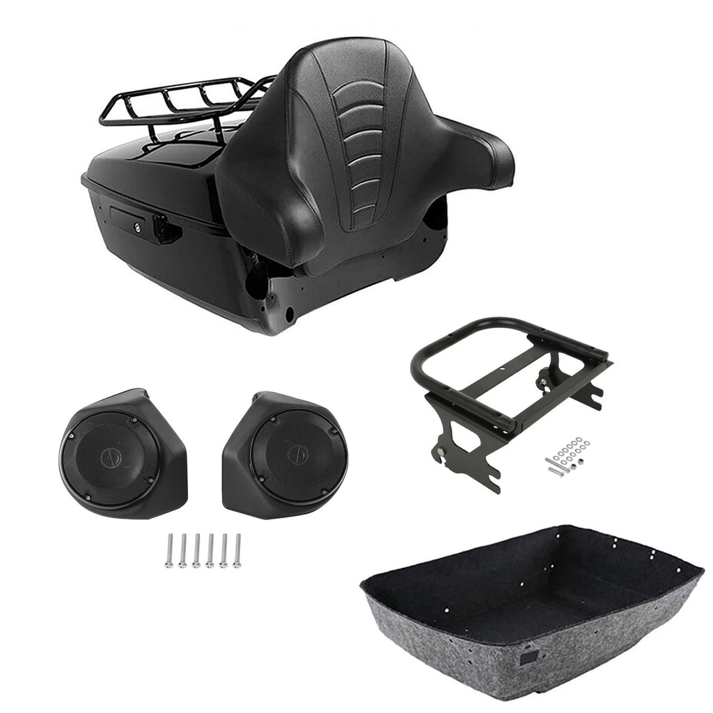 Trunk Backrest Pad Rack Speakers Mount for Harley Road Glide (1997–2008)