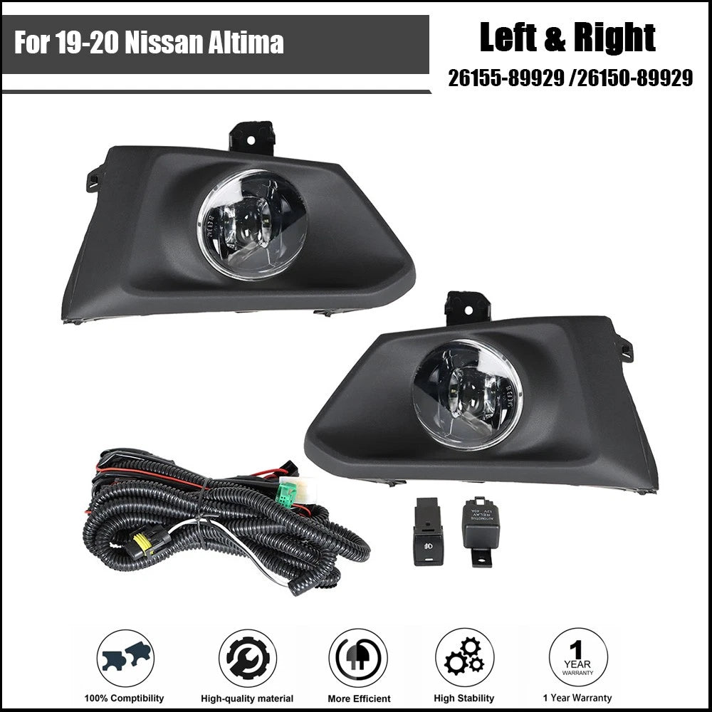 Fog Lamp Assembly Set for Nissan Altima (2019–2020) w/ Switch Wiring