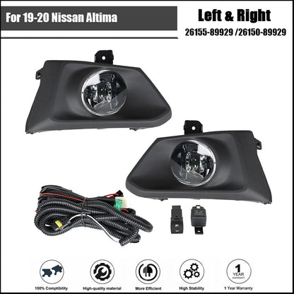 Fog Lamp Assembly Set for Nissan Altima (2019–2020) w/ Switch Wiring
