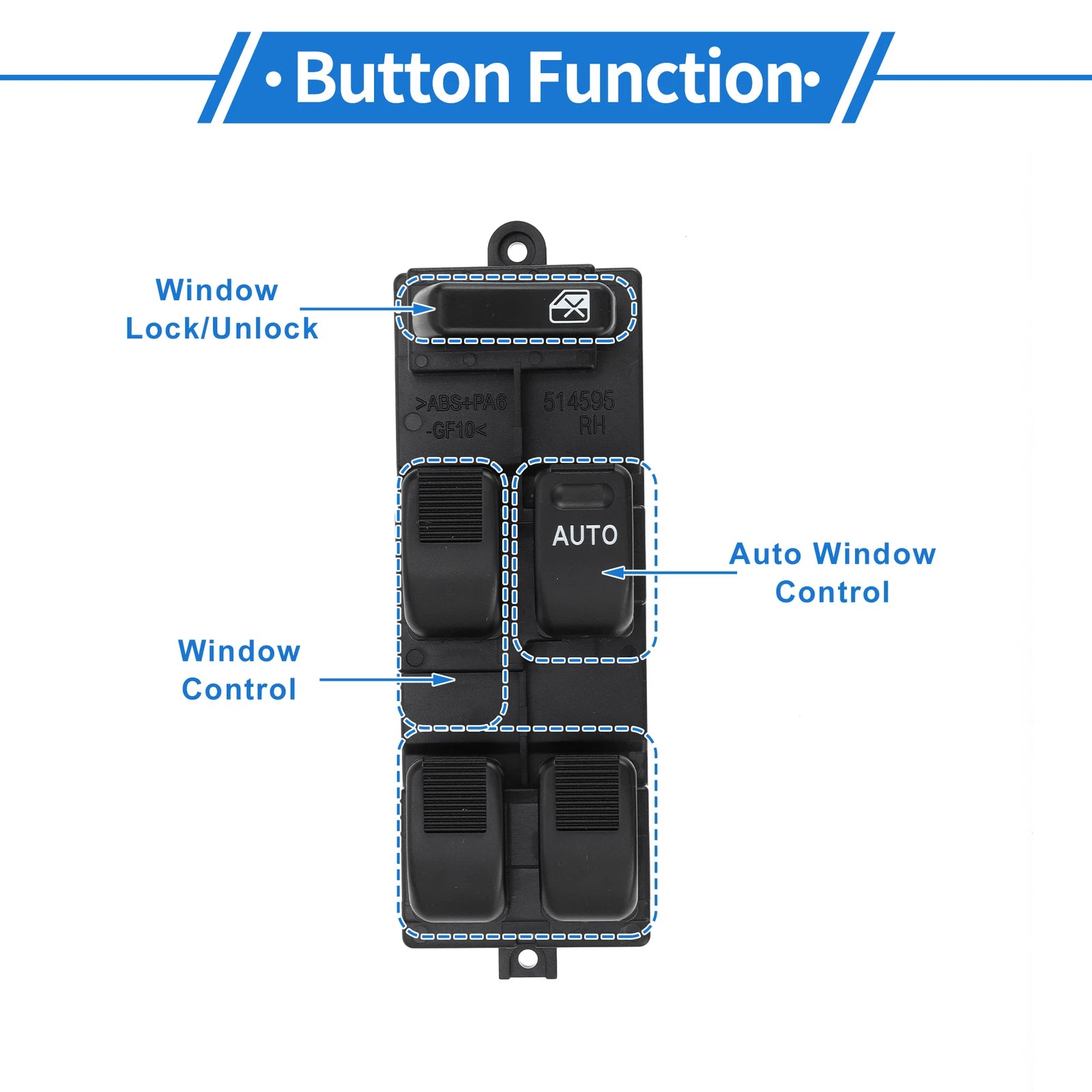 Front Right Power Window Switch for Toyota Avanza (2007–2008) No. 84820B0010