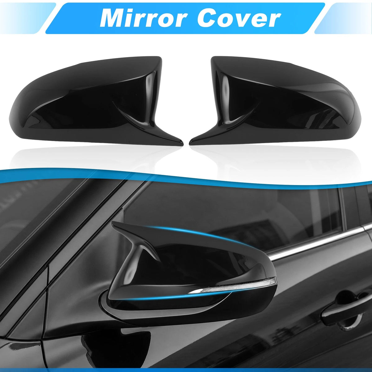 1 Pair Mirror Cover Cap Left Right Gloss Black for Toyota Sienna (2021–2025)