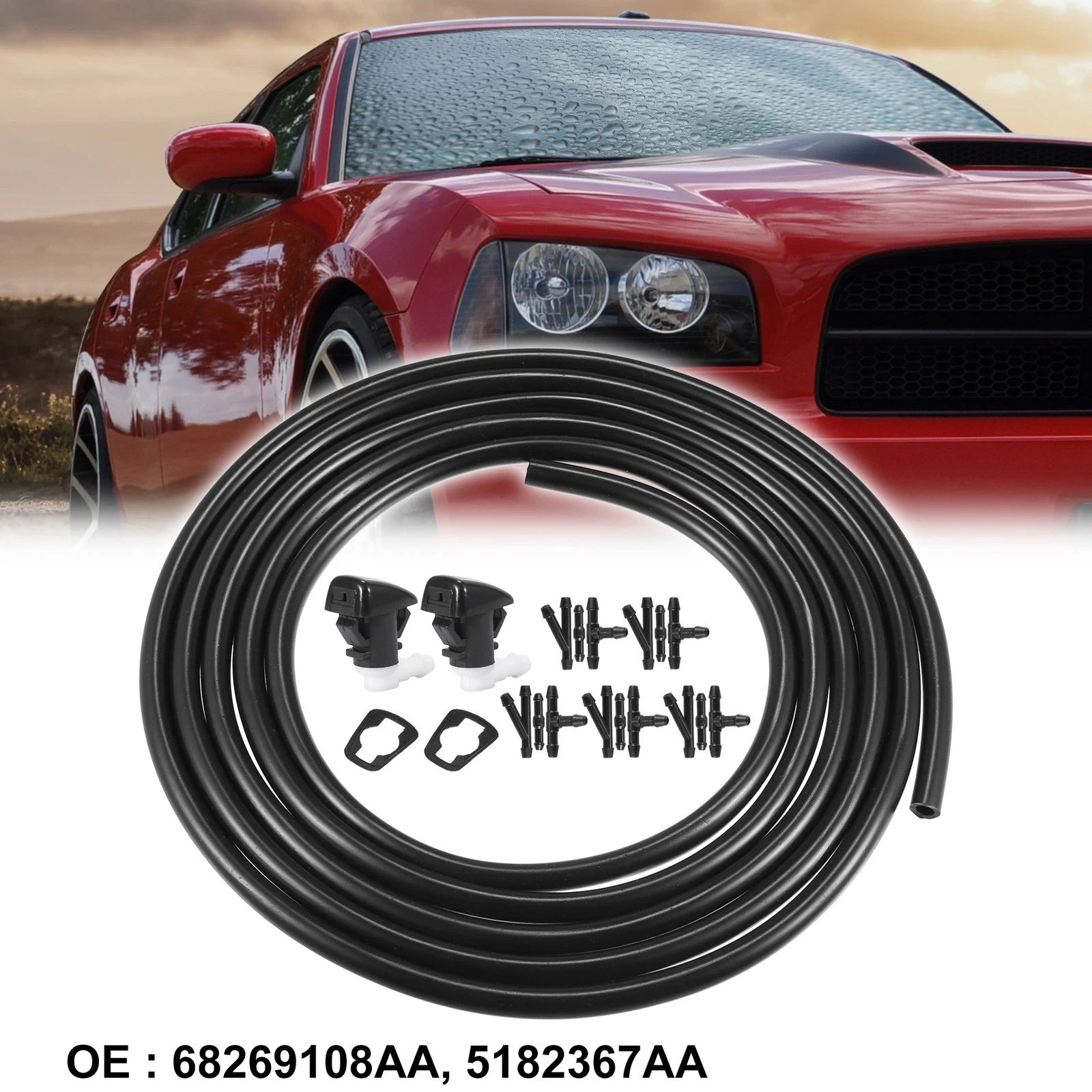 Windshield Washer Nozzles Kit with 2.5m Hose for Dodge (2011–2018)