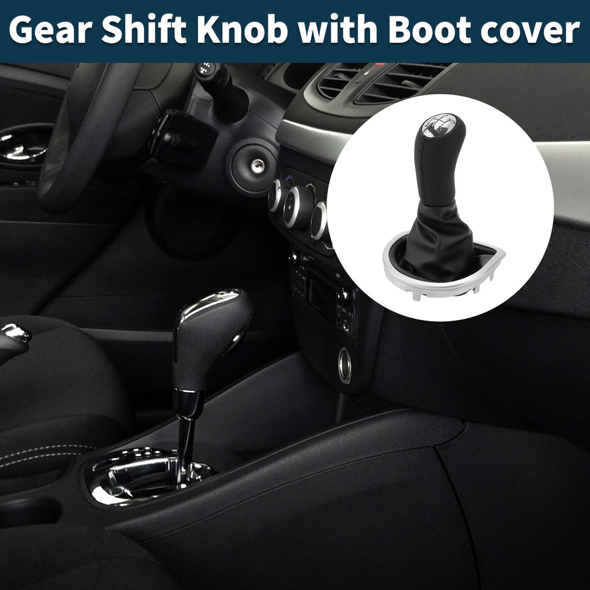 5 Speed Manual Gear Shift Knob with Cover for Renault Clio (2005–2014)