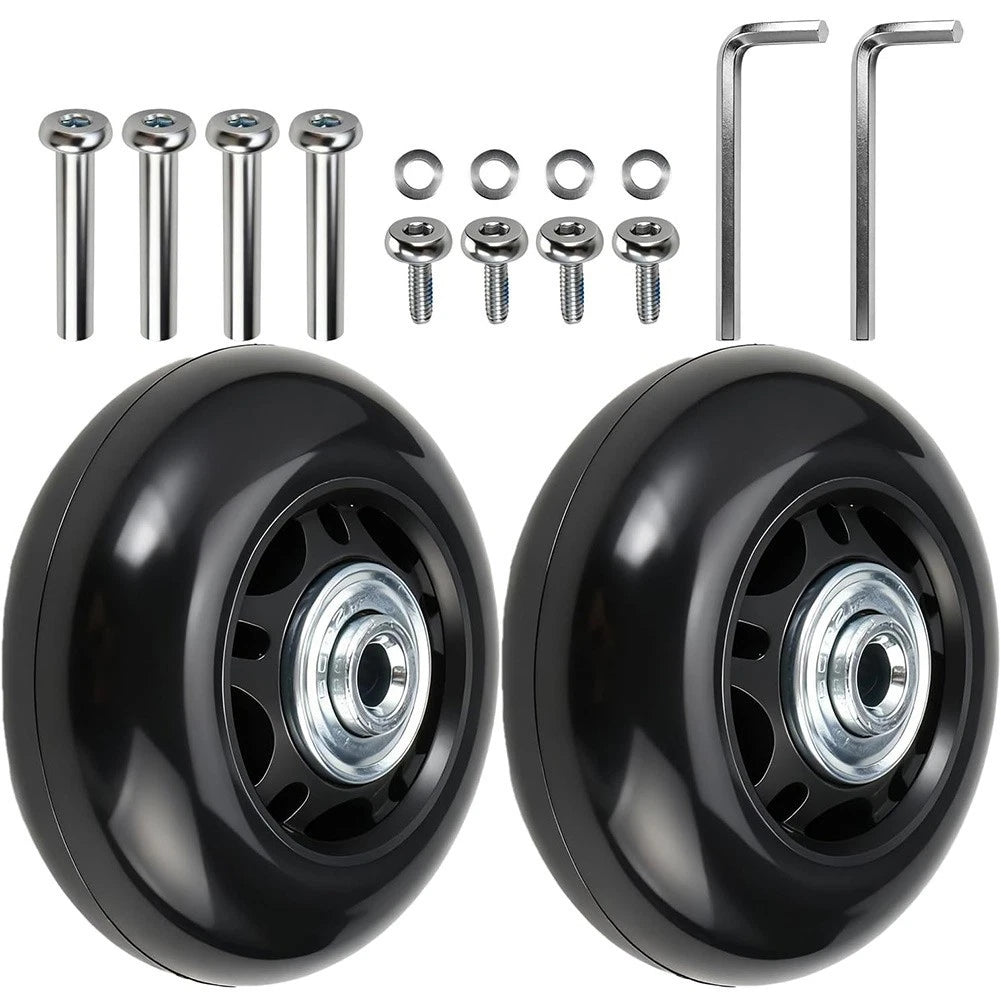 Wheel Set for Suitcases (64mm x 24mm) - Includes Wheels, Axles, Hardware