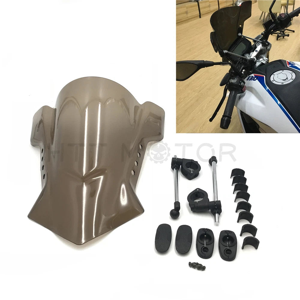 Universal Motorcycle Windshield for 7/8", 1", 1 1/8" Handlebar (Universal)