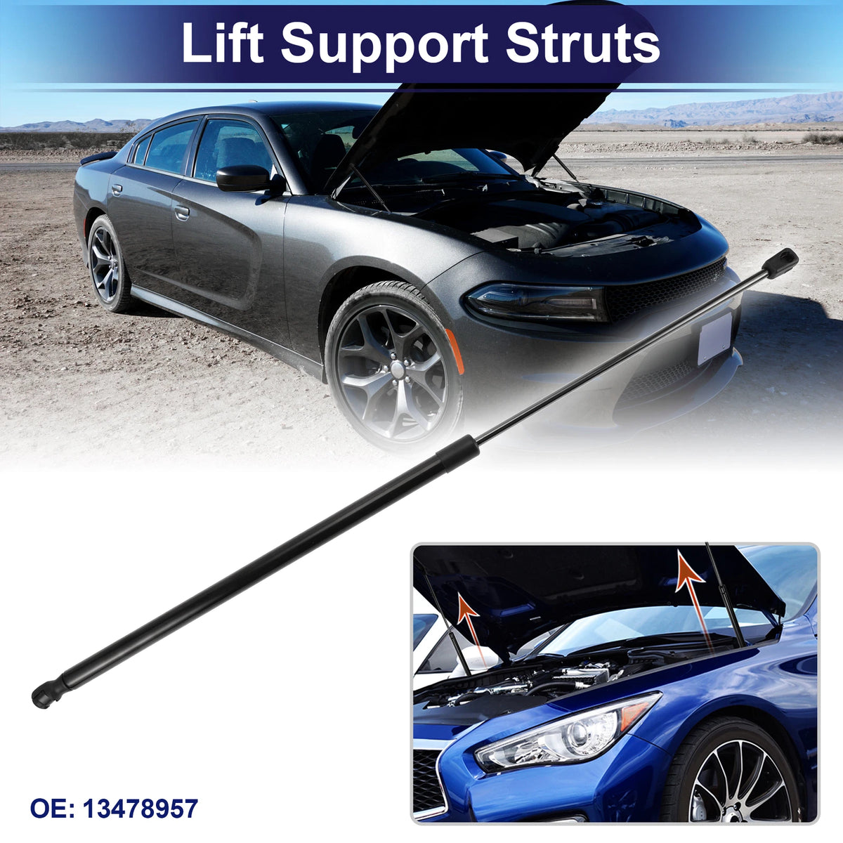 Front Hood Lift Support Struts No.13478957 for Opel Crossland X (2017)